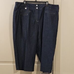 24W Cato Dark Blue Denim Capri Jeans